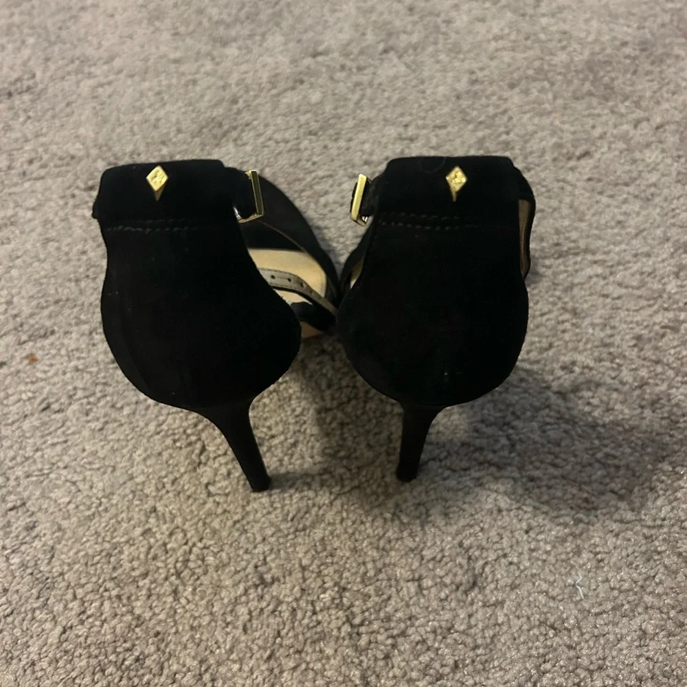 Sam Edelman Black Suede Ankle-Strap Stiletto Heels
